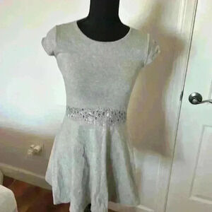 GUESS Girls Gray Fit & Flare Dress Lace Waist Size 12